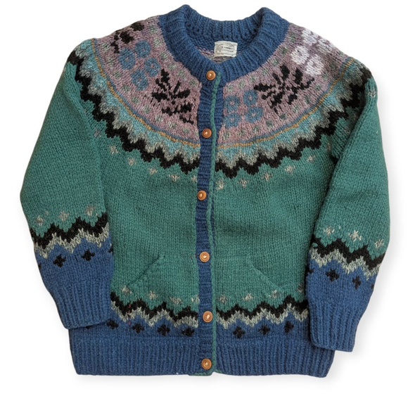 Handknits Sweaters - Handknits Vintage 100% Lambswool Fair Isle Button Cardigan Sweater Medium Large